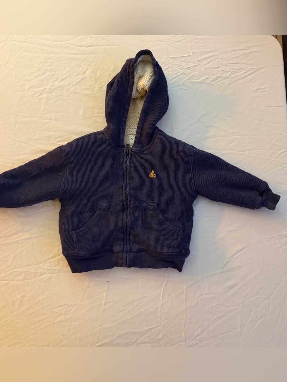 Baby Gap Navy Sherpa Lined Thermal Zip Hoodie